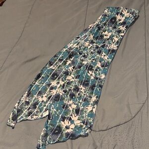 60”x6” teal scarf with sparkly thread and sequins